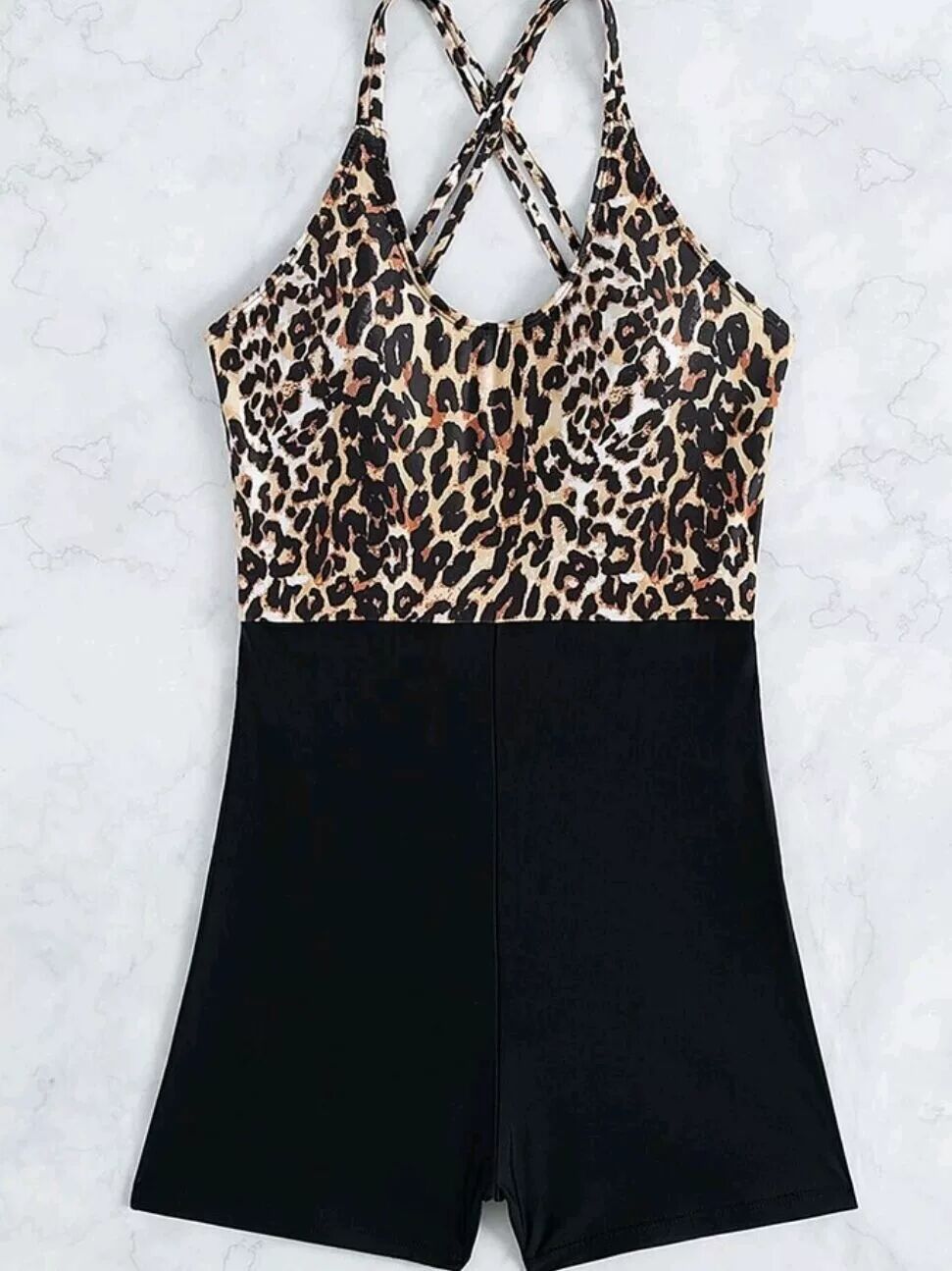 Ladies sporty swimsuit with stylish leopard pattern StylebySassy
