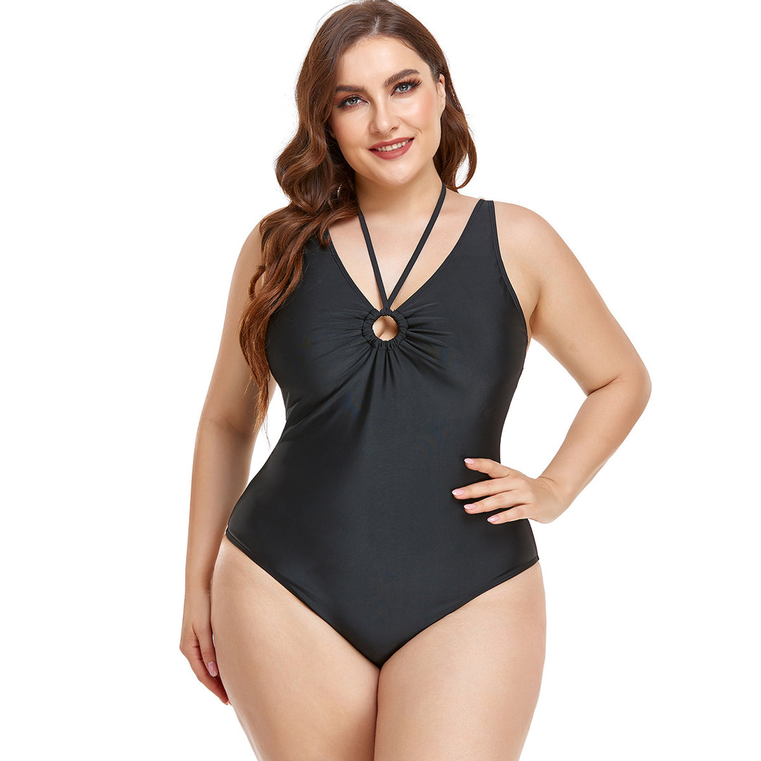 Women Elegant High-Cut One-Piece Swimsuit with Fashionable Ring Detail StylebySassy