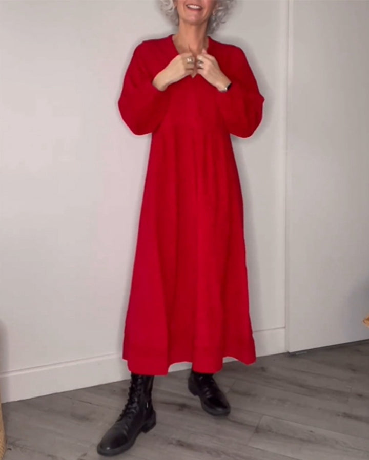 Women's ankle-length jersey dress with empire seam and balloon sleeves StylebySassy