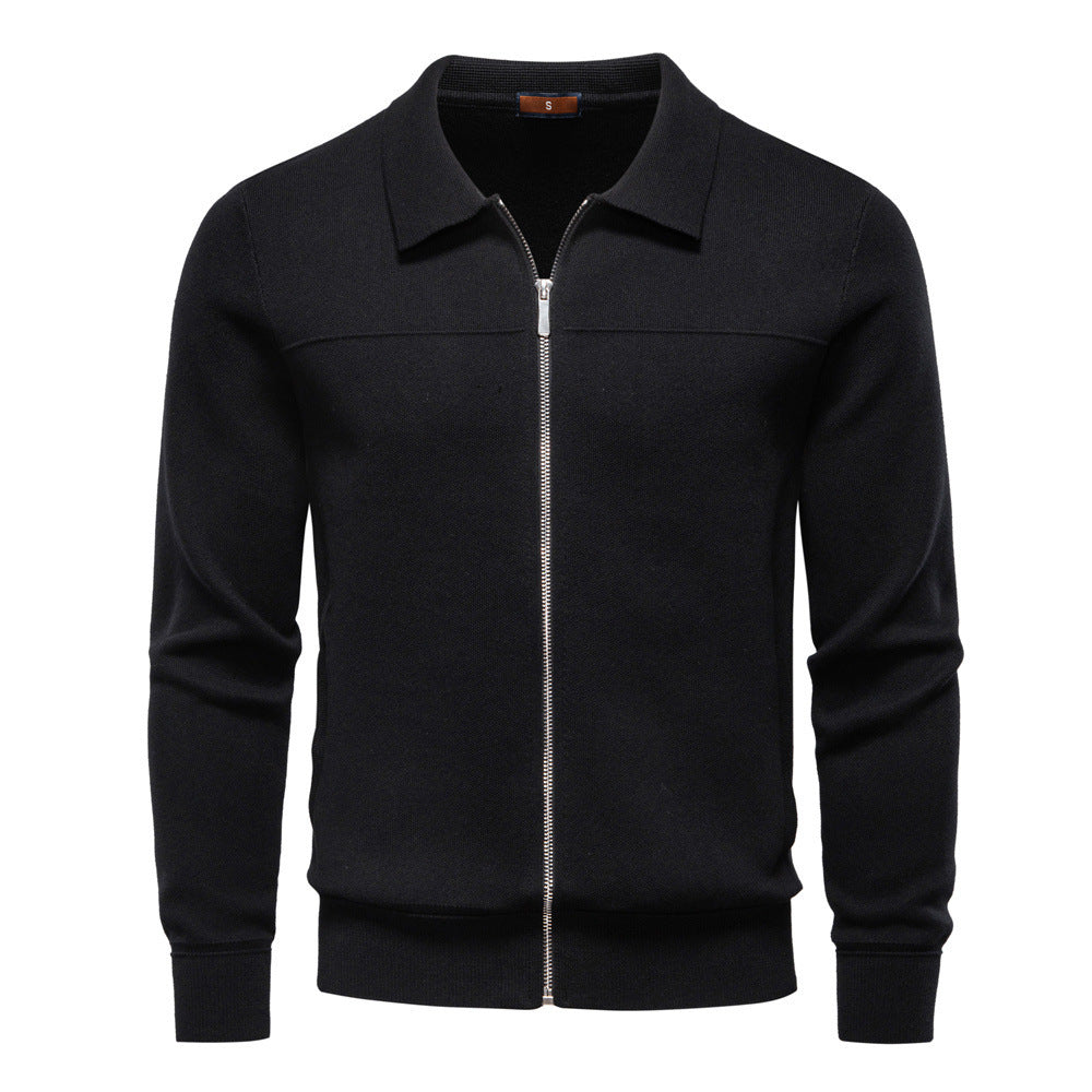 Men's fine knit zip jacket with kent collar and ribbed cuffs StylebySassy
