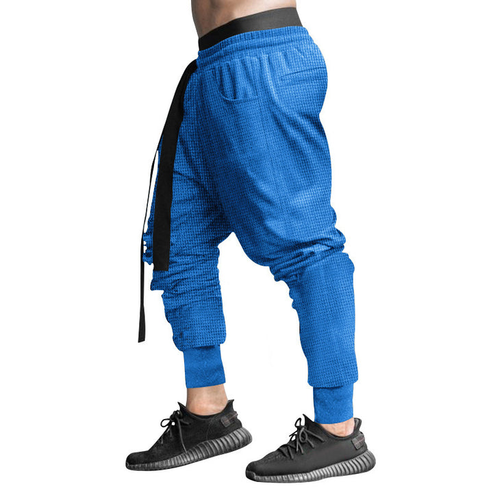 Men's waffle texture joggers with a low rise elastic comfort waistband and tapered leg opening StylebySassy