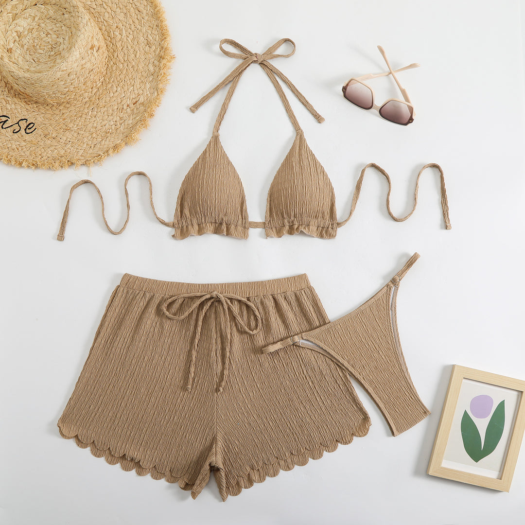 Ladies triangle bikini with shorts and removable inner lining StylebySassy