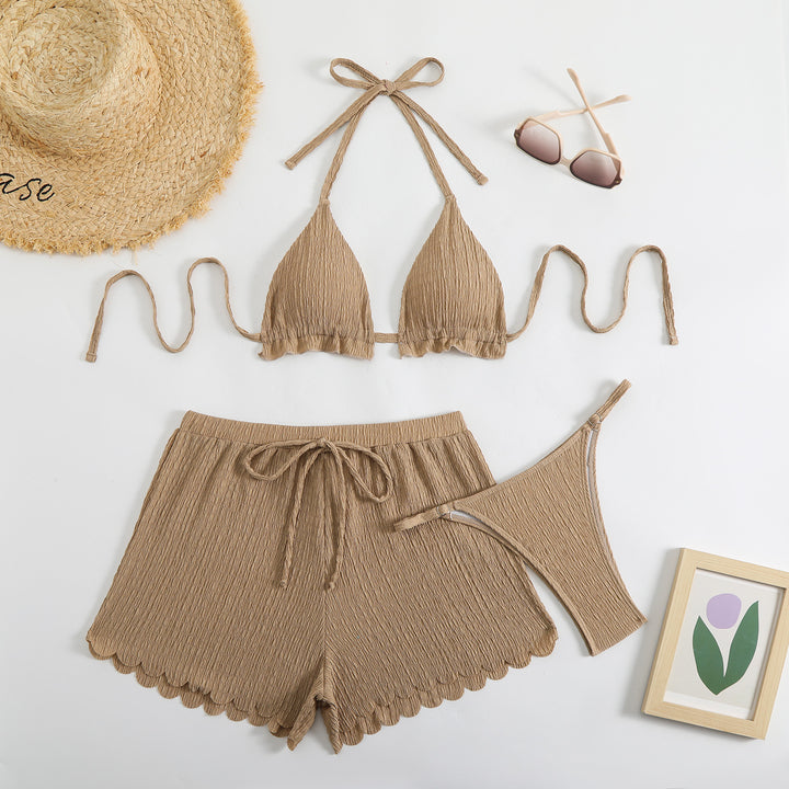 Ladies triangle bikini with shorts and removable inner lining StylebySassy