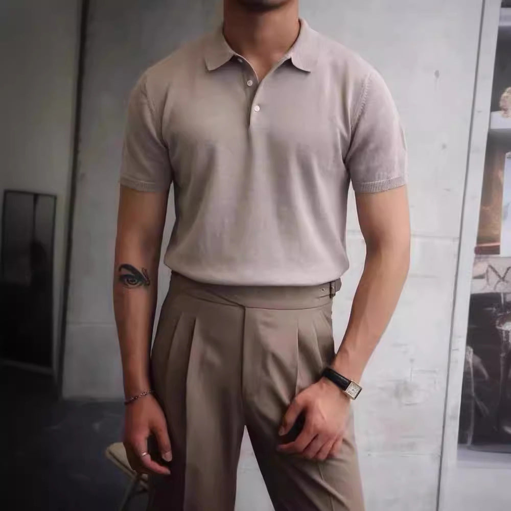 Men's nano Premium fine knit polo shirt with open shirt collar and subtle button placket StylebySassy