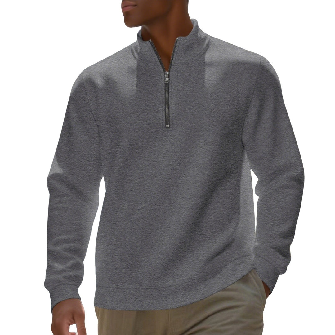 Men's half-zip sweatshirt made of cotton blend with stand-up collar, soft lining and ribbed cuffs StylebySassy