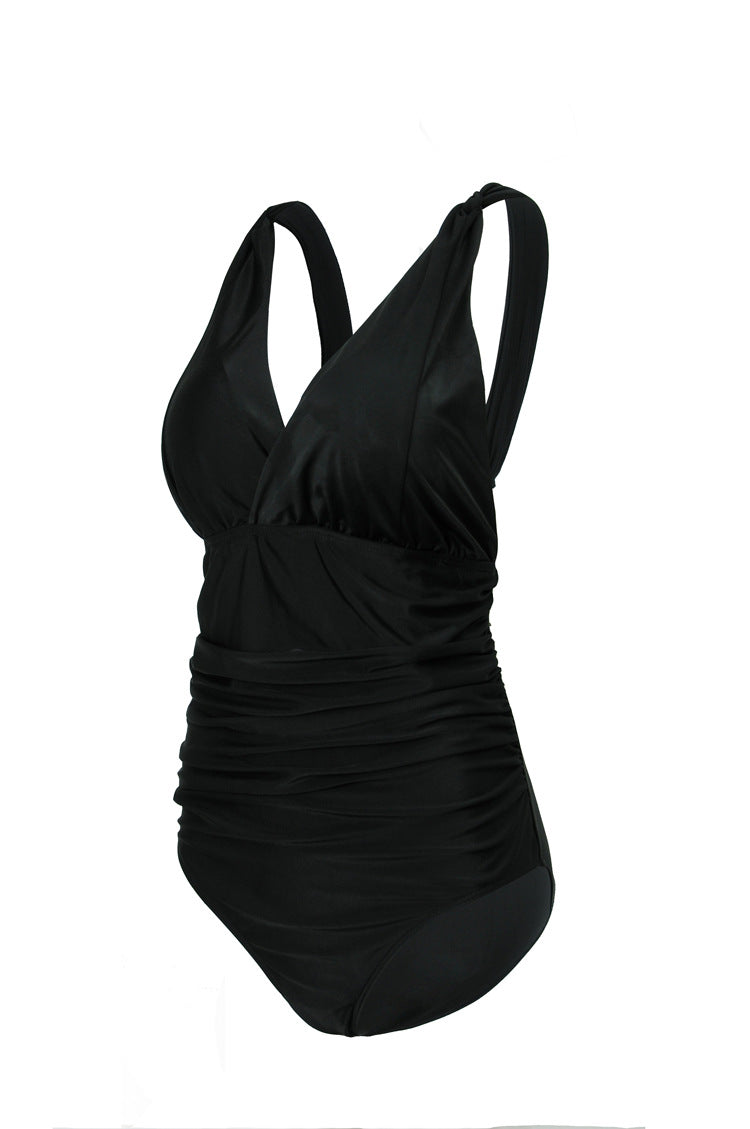 Ladies Elegant One-Piece Swimsuit with Wrap Look and Gathering StylebySassy