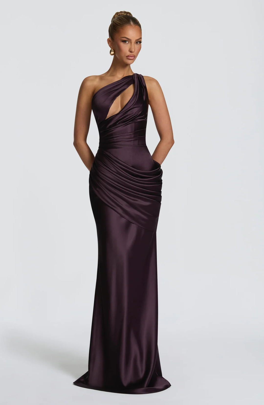 Women Elegant Maxi Dress with Asymmetrical Cut and Refined Draping StylebySassy