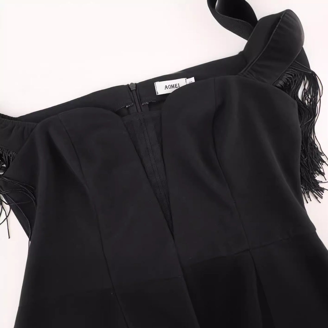 Women’s dress with fringes and deep V-neck StylebySassy