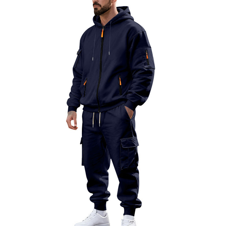 Men's nano urban functional cargo sweat set with hoodie, zippered pockets, and tapered cargo jogger StylebySassy