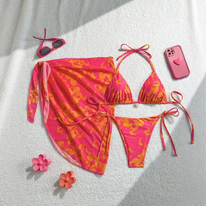 Women Triangle Bikini Set with adjustable straps and wrap StylebySassy