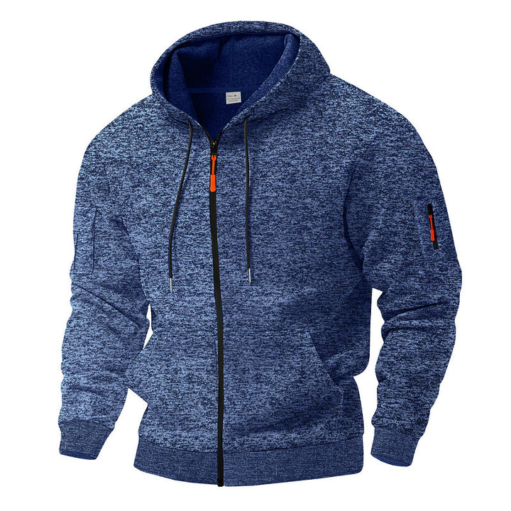 Men's casual hoodie jacket with full zipper and arm pocket StylebySassy