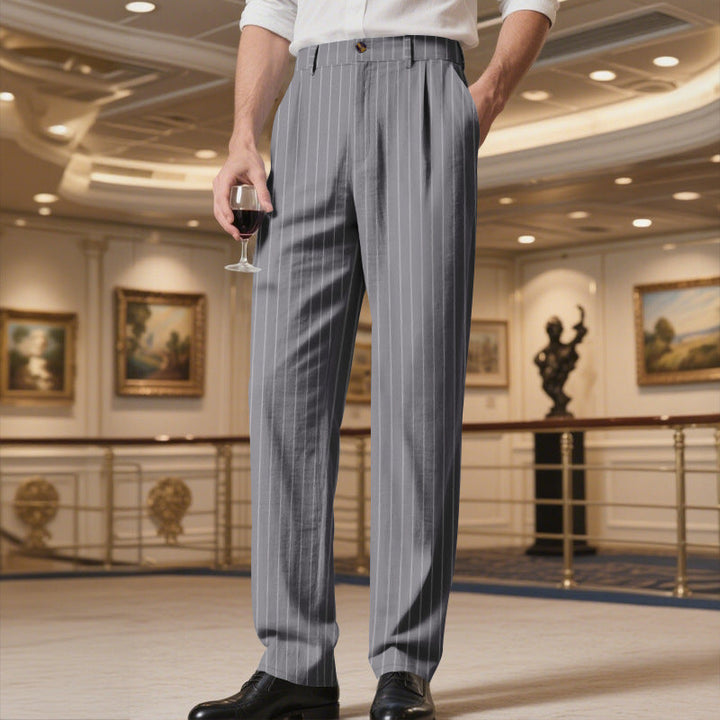 Men's elegant suit trousers with fine pinstripes and comfortable fit StylebySassy