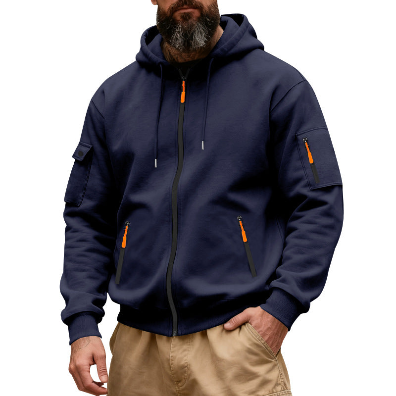 Men's functional hoodie sweat jacket with full zip and arm pocket StylebySassy