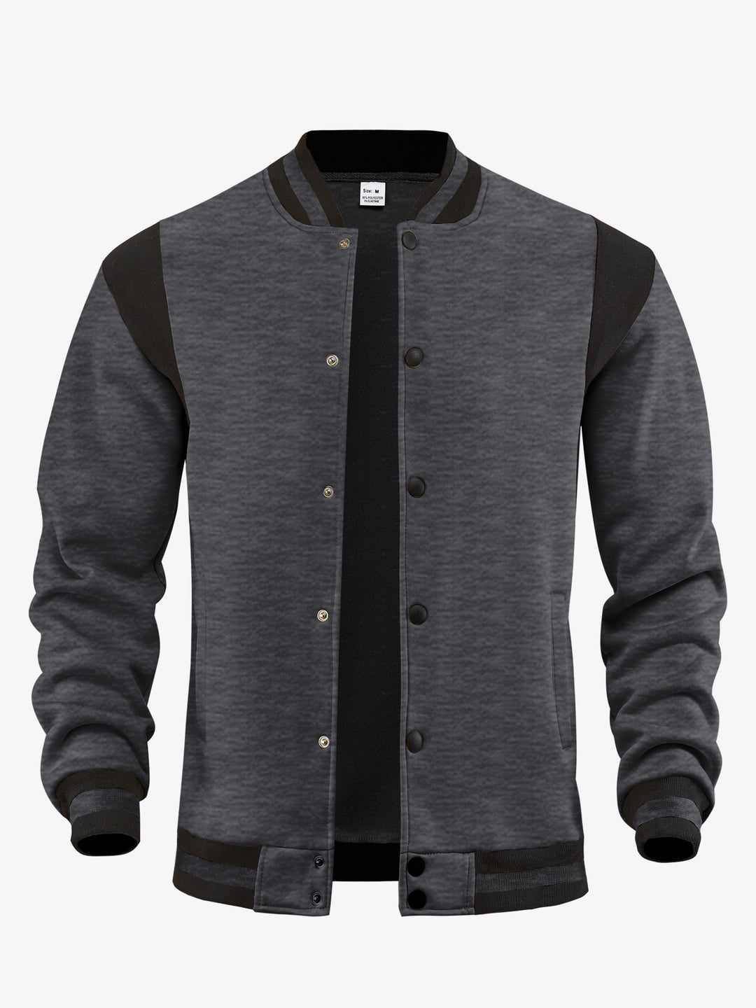 Men's light baseball jacket in sweat quality with snap button placket, ribbed collar and contrasting shoulder yoke StylebySassy