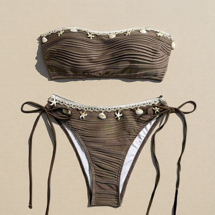 Women's bandeau bikini with intricate shell details StylebySassy