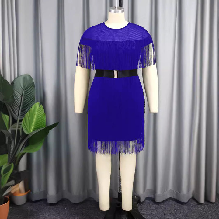 Ladies Fringe Dress with Elegant Waist Belt StylebySassy