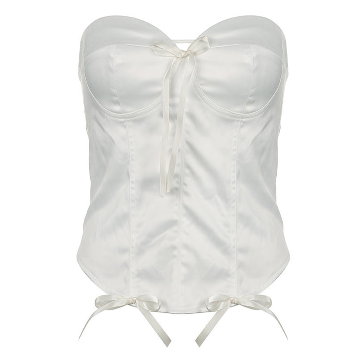 Women's Strapless Corset Top with Refined Satin Ribbons StylebySassy