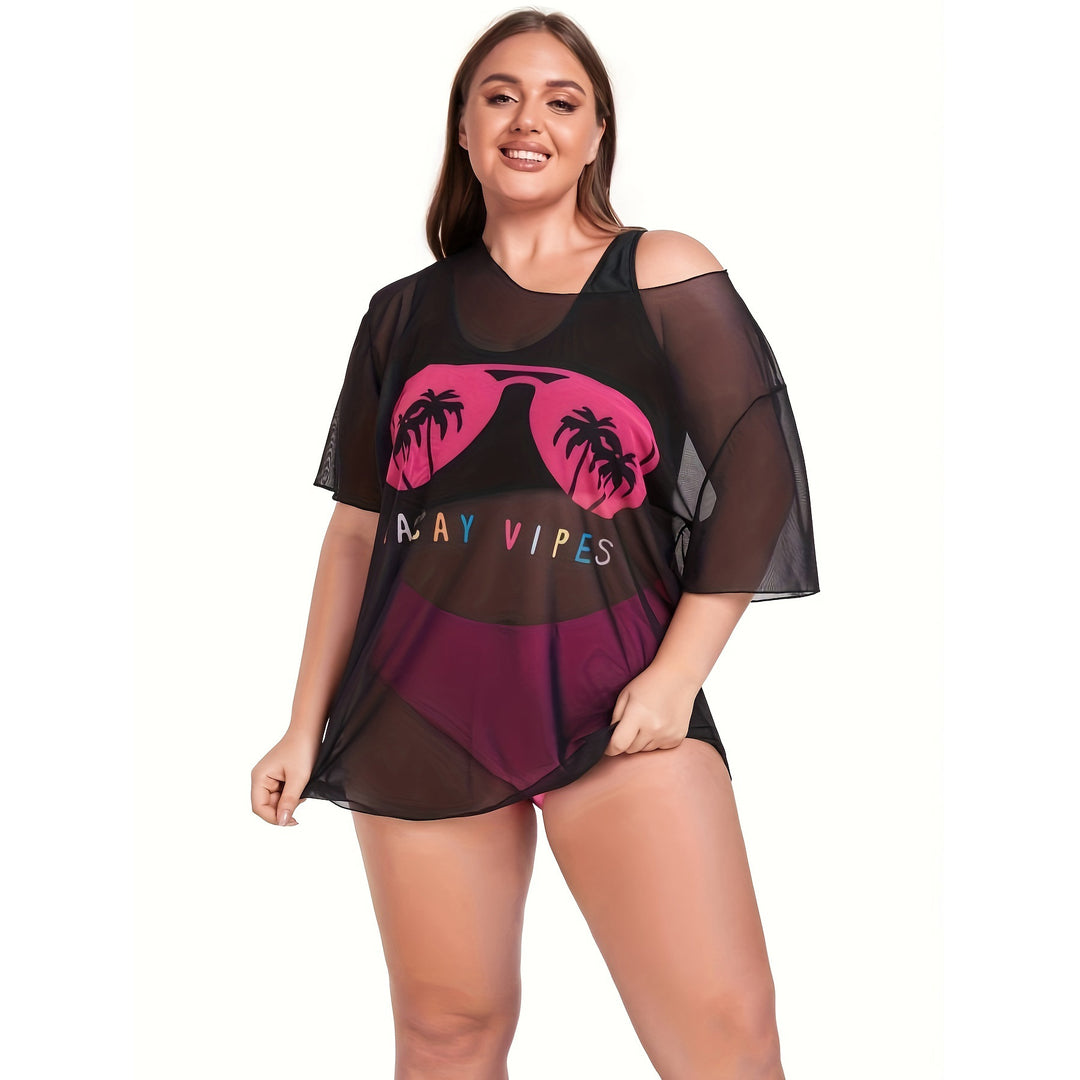 Women's Mesh Beach Dress with Casual Print StylebySassy