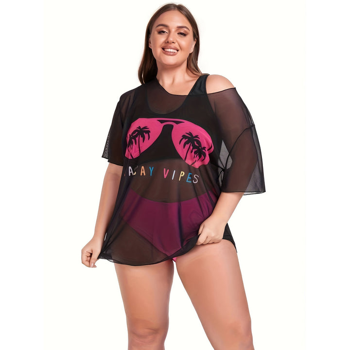 Women's Mesh Beach Dress with Casual Print StylebySassy