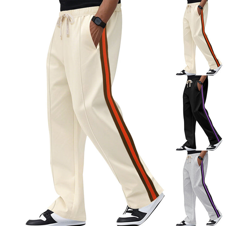 Men's loosely falling casual chinos with side contrast stripe and drawstring waistband StylebySassy