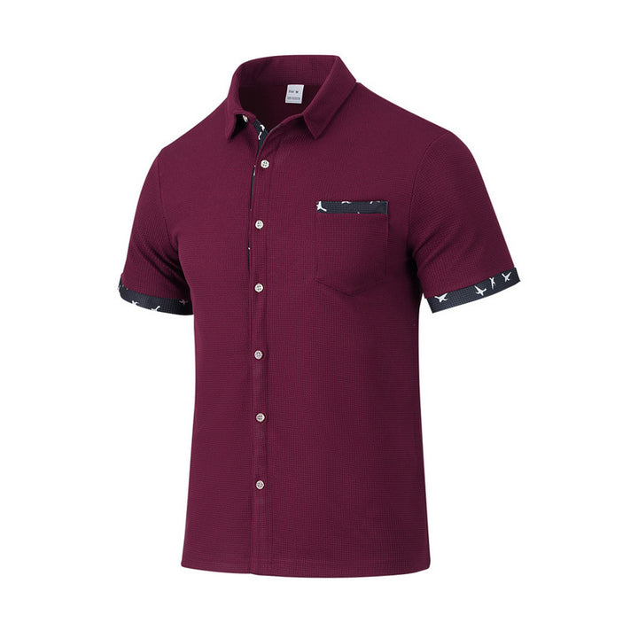 Men's structured short-sleeve shirt with chest pocket and contrast trim StylebySassy