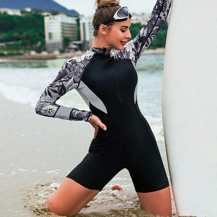 Women’s Surf Suit with Long Sleeves and Floral Design StylebySassy