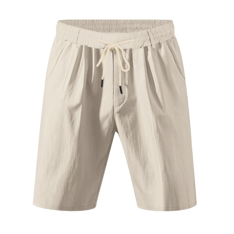 Men's knee-length lightweight functional shorts with elastic waistband, drawstring, and deep side pockets StylebySassy