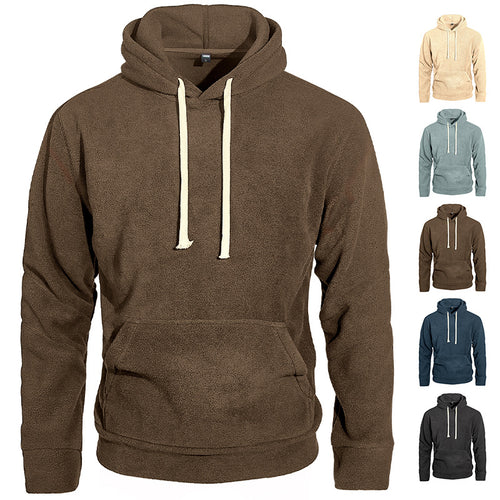 Men's nan velvety hoodie with seam details, kangaroo pocket and contrast cord StylebySassy