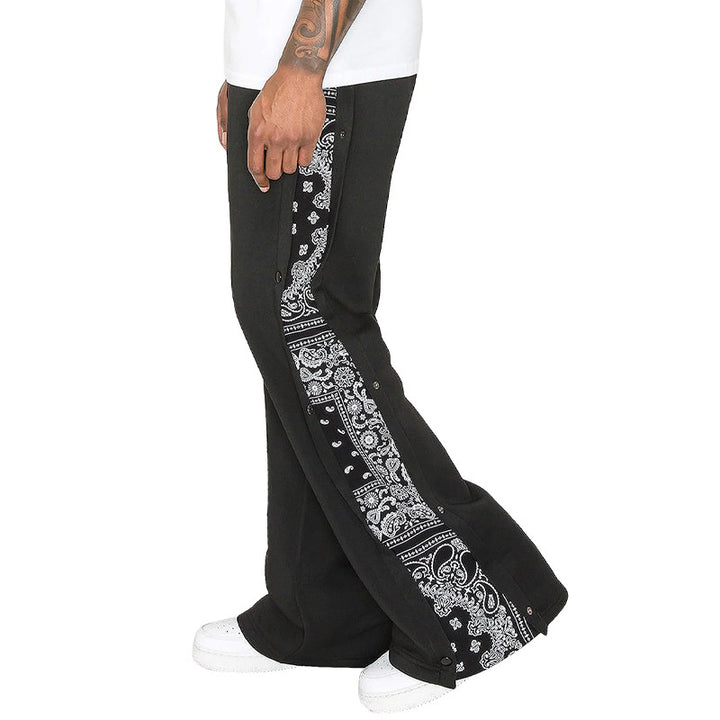 Men's sweatpants with side snap button placket and bandana side insert StylebySassy