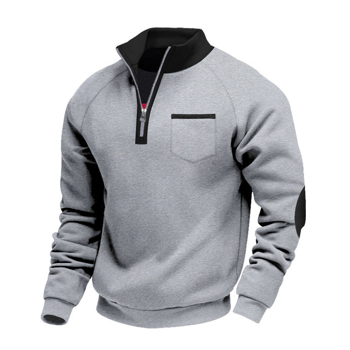 Men's Nano Fleece Half-Zip Pullover with Chest Pocket and Elbow Patches StylebySassy