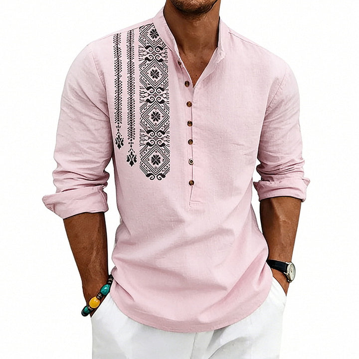 Men's embroidered cotton kurta shirt with stand collar StylebySassy