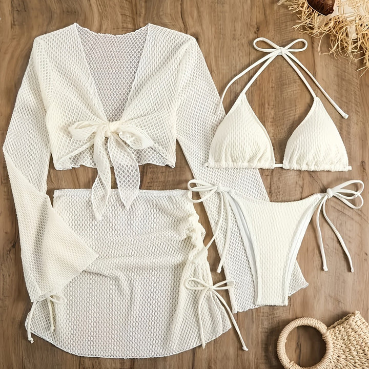Ladies airy mesh bikini with sporty cover-up StylebySassy