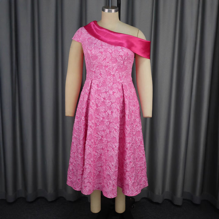 Women's Elegant Dress with Asymmetric Strap and Floral Pattern StylebySassy