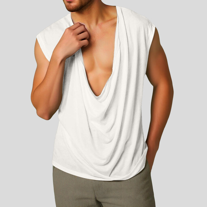 Women draped long top with deep waterfall back and drop shoulder StylebySassy