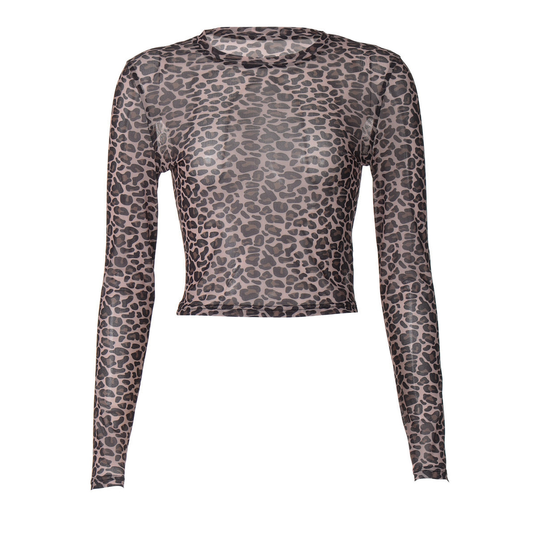 Women’s Stylish, figure-hugging Long Sleeve Crop Top with Leopard Print StylebySassy