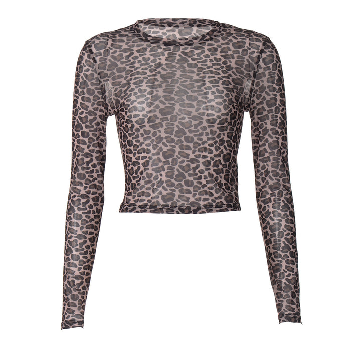 Women’s Stylish, figure-hugging Long Sleeve Crop Top with Leopard Print StylebySassy
