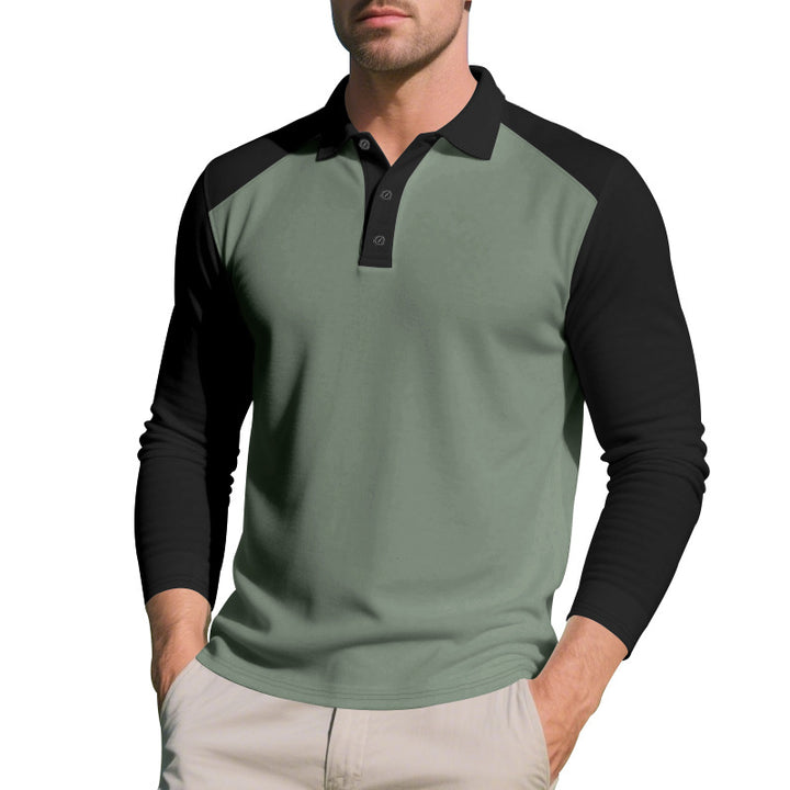 Men's long-sleeved raglan polo made of functional jersey with sporty button placket StylebySassy