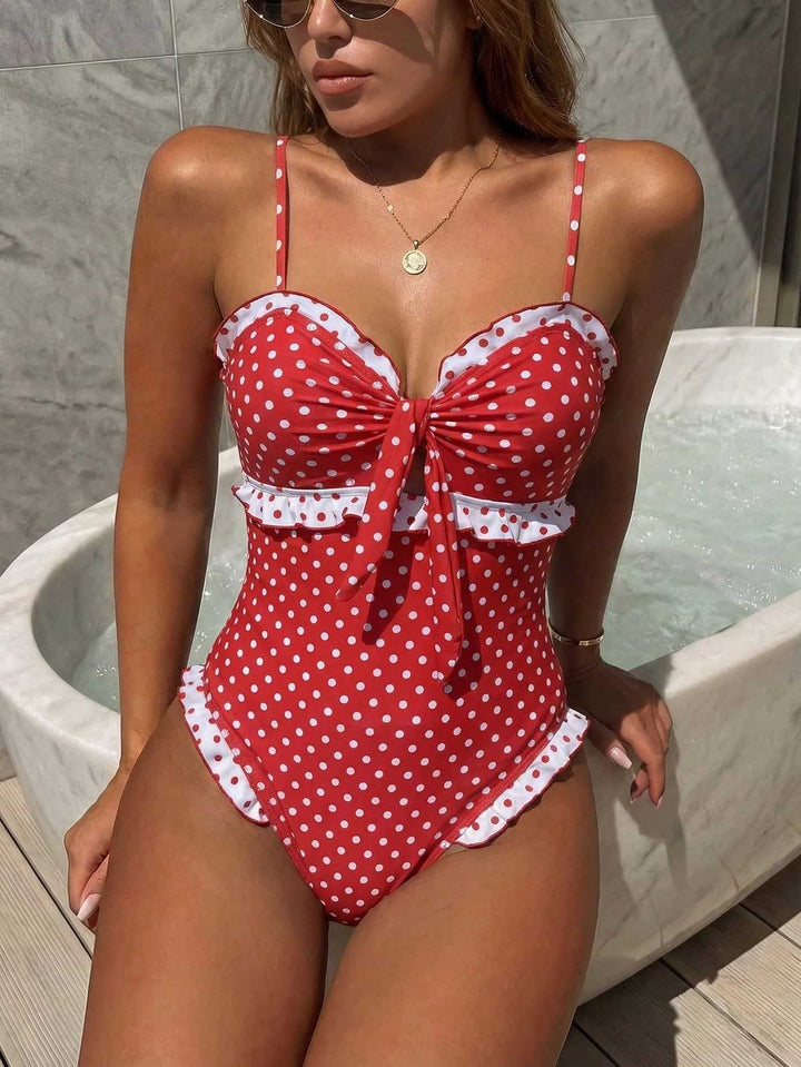 Women's swimwear with romantic polka dots and playful ruffle details StylebySassy