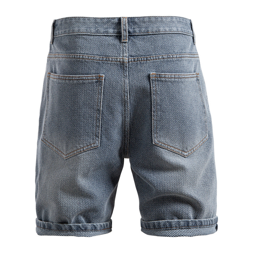 Men's denim shorts with turn-up, mid-rise waistband and classic pocket configuration StylebySassy