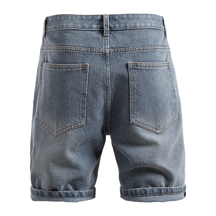 Men's denim shorts with turn-up, mid-rise waistband and classic pocket configuration StylebySassy