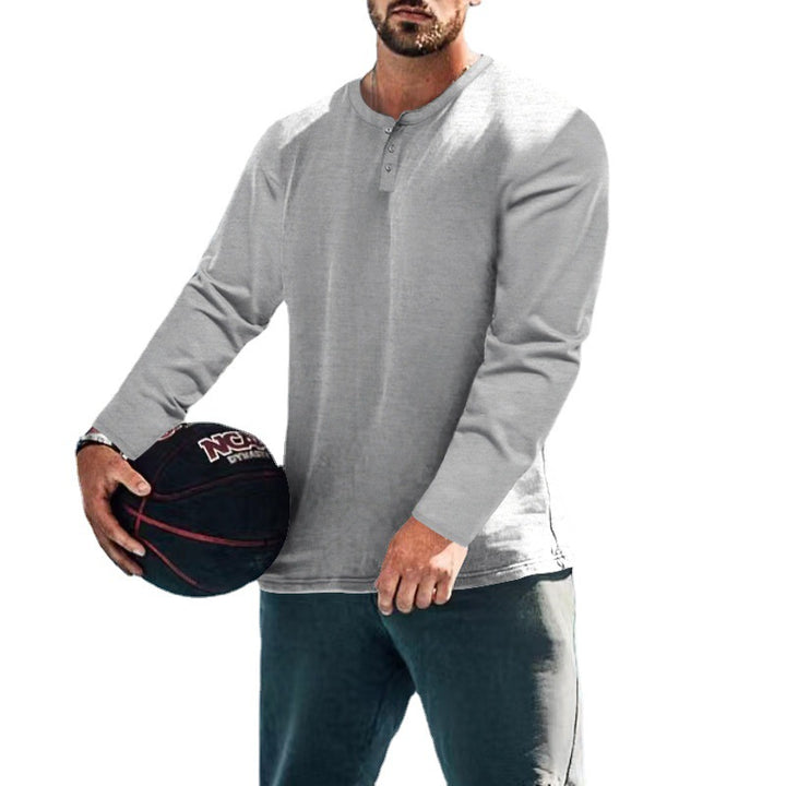 Men's casual long-sleeve shirt with short button placket, soft cotton jersey and slim silhouette StylebySassy