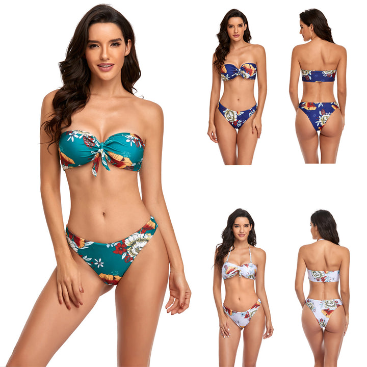 Women Bandeau Bikini with adjustable Knotted Detail StylebySassy