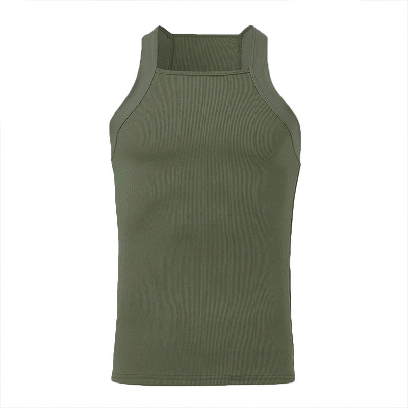 Women's form-fitting ribbed top with high round neckline and wide straps StylebySassy