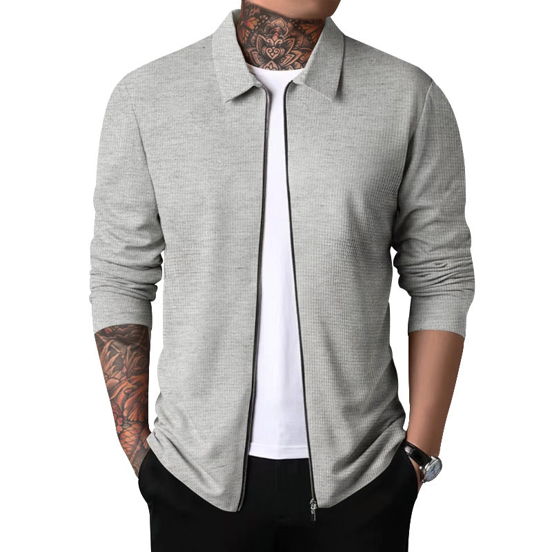 Men's nano structured shirt jacket with waffle structure, full-length zipper and slim fit StylebySassy