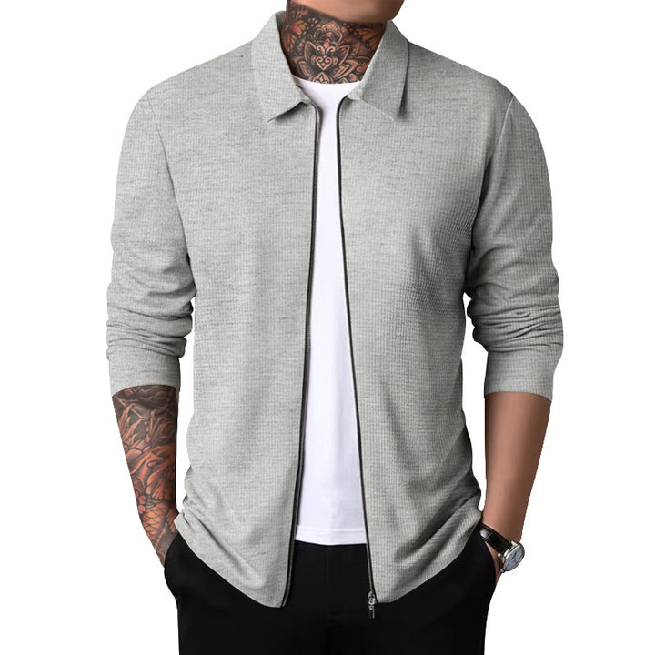 Men's nano structured shirt jacket with waffle structure, full-length zipper and slim fit StylebySassy