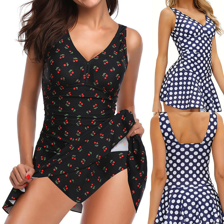 Women's Flattering Swimsuit with Decorative Cherry Pattern StylebySassy