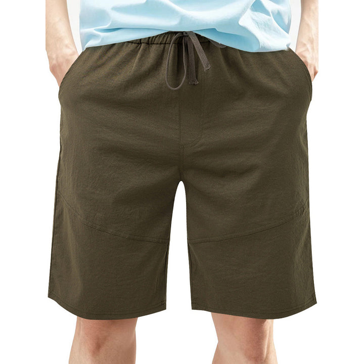 Men's knee-length linen blend shorts with elastic drawstring waistband and side pockets StylebySassy