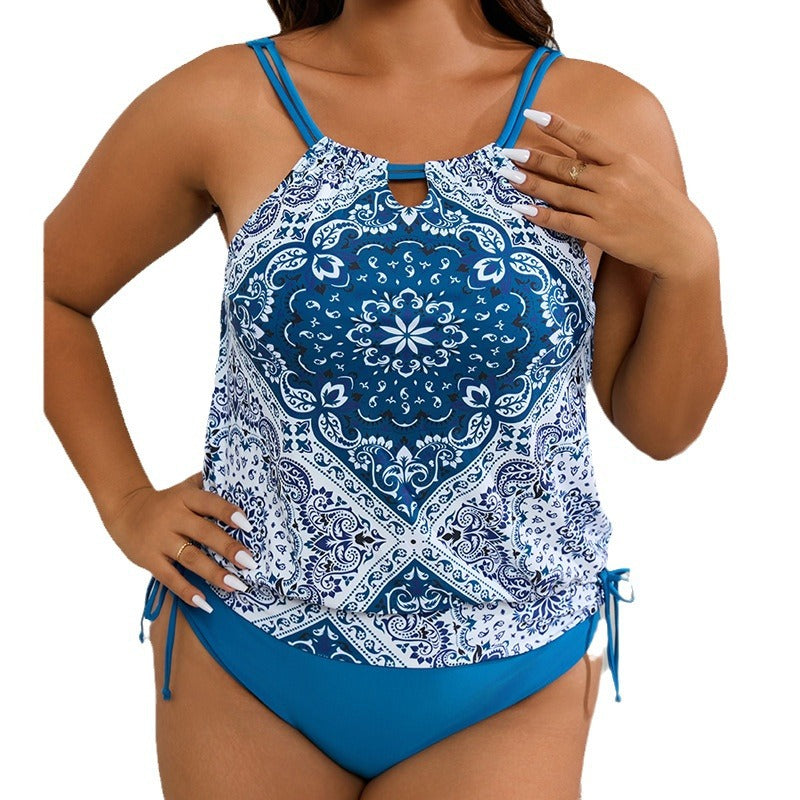 Women's tankini with playful floral design and adjustable straps StylebySassy