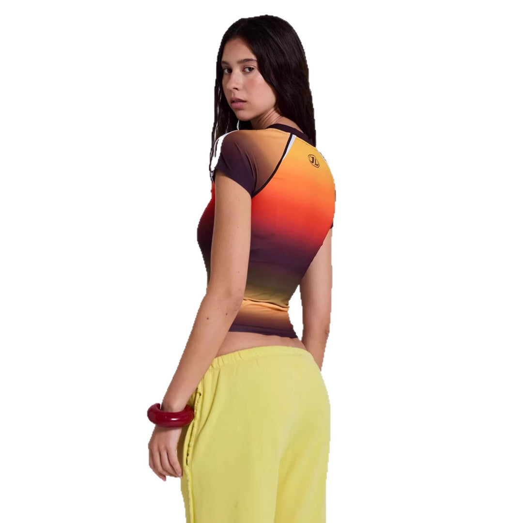 Women's Sports Top with Short Sleeve and Gradient StylebySassy