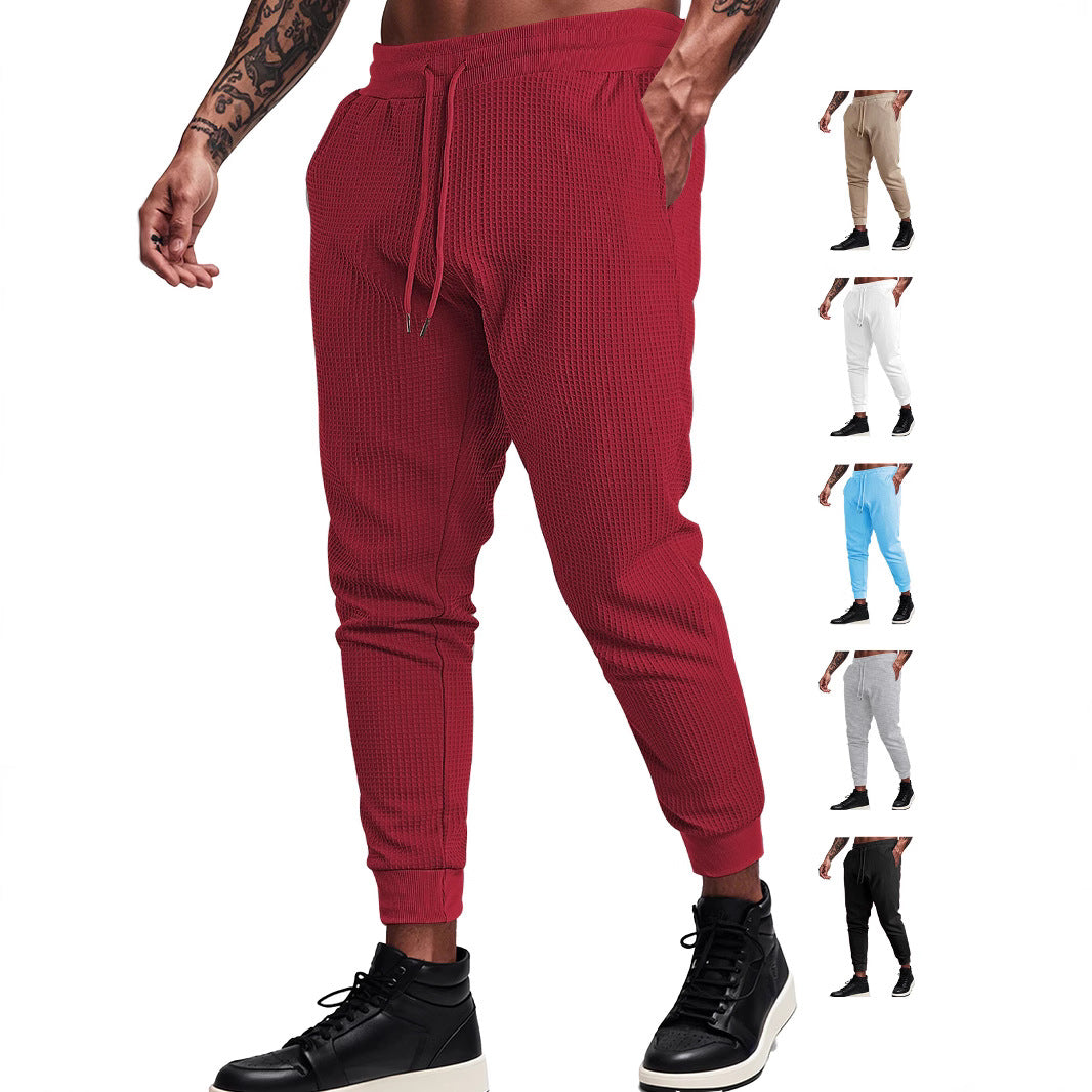 Men's fine-structured jersey lounge pants tapered cut with drawstring waistband and ribbed leg openings StylebySassy